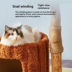 Solid Wood Cat Climbing Tree with Nest