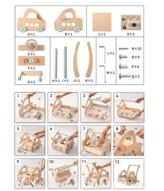 Children's Wooden Puzzle Multi-functional Walker for Toddlers