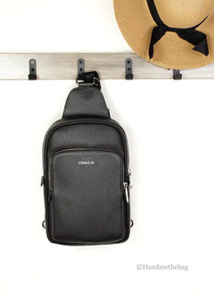 Coach Ethan Black Leather Sling Pack Shoulder Bag