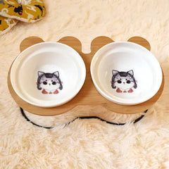 Spine Protection Bowl Holder for Cat Food and Water