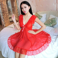 Summer Women's Sheer Mesh Nightgown Set