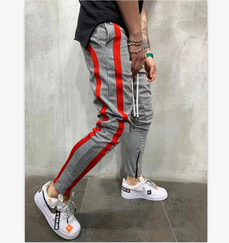 Men's Color Block Striped Casual Pants