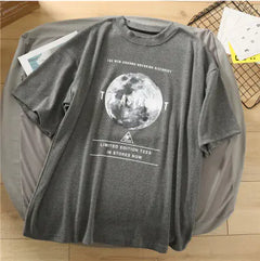 Women's Loose Fit Earth Print Short Sleeve T-Shirt