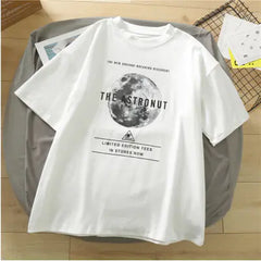 Women's Loose Fit Earth Print Short Sleeve T-Shirt